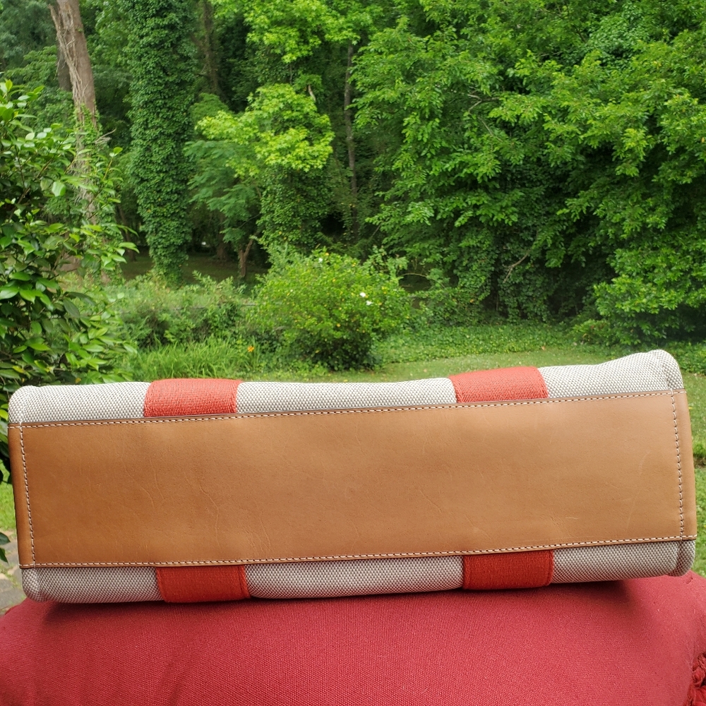 Tory Burch Canvas Miller Tote Natural/Poppy Red - Picture 6 of 12